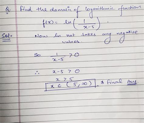 Solved Find The Domain Of The Logarithmic Function F X Ln