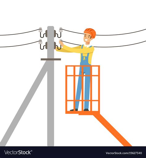 Electrician Repairing Wire Power Line Royalty Free Vector