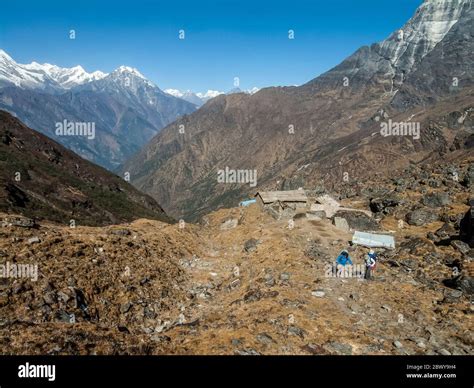 Nepal Trek To Mera Peak At Paiya Camp Looking Across The Dudh Kosi