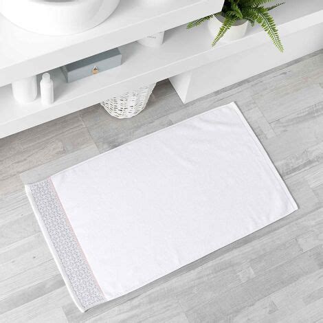 Tapis De Bain X Cm Ponge Unie Jacquard Belina Blanc