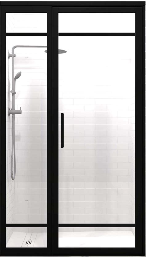 Gridscape Hinge Shower Doors With Panel Black Gs2 2 Divided Style