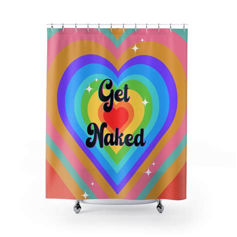 Retro Groovy Heart Rainbow Get Naked Shower Etsy