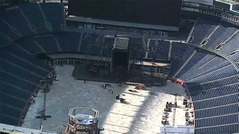 Taylor Swift concert stage preparations in Gillette Stadium