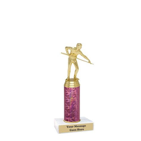 Pool Shooter Gold Male Figure On Dazzle Column Series Marble Base Trophies