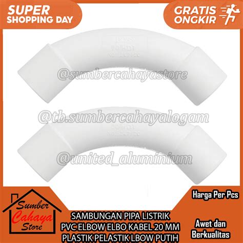 Jual SAMBUNGAN PIPA LISTRIK PVC ELBOW ELBO KABEL 20 MM PLASTIK PELASTIK