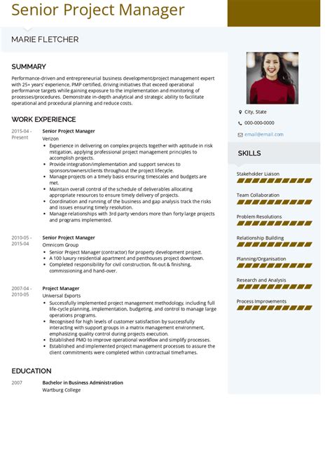 Project Manager Resume Samples And Templates Visualcv