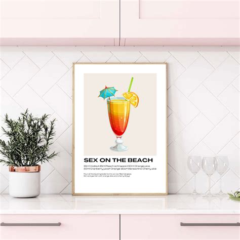Sex On The Beach Cocktail Print Cocktail Print Cocktail Recipes Cocktail Art Cocktails Gift