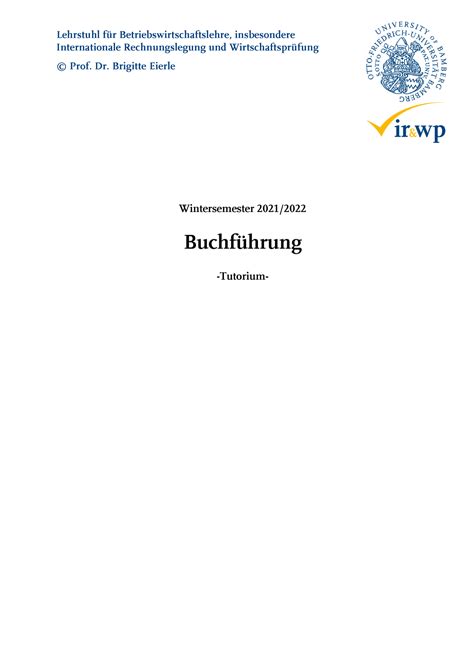 Tutoriumsskript Buchf Hrung Ws Lehrstuhl F R