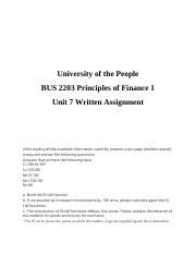 Bus Unit Written Assignment Docx University Of The People Bus