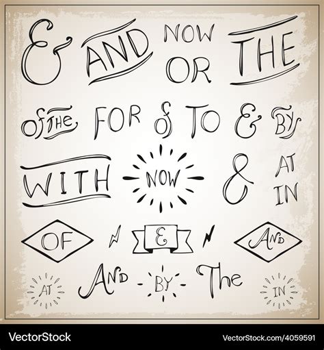 Hand Lettered Ampersands And Catchwords Royalty Free Vector