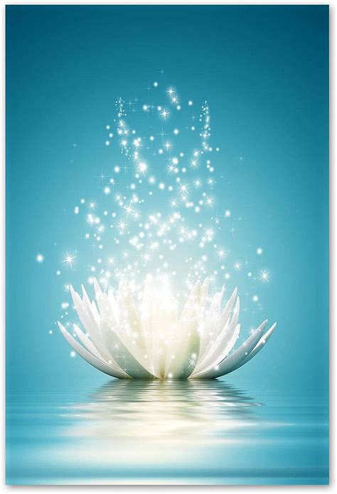 Lzimu Zen Wall Art White Lotus Flower Bloom In Water Picture Prints