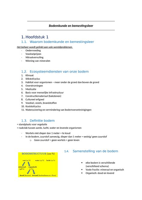 Bodemkunde En Bemestingsleer Samenvatting Bodemkunde En