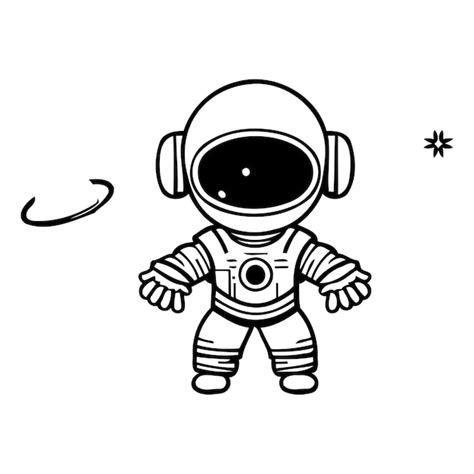 Astronauta En Traje Espacial Ilustración Vectorial Sobre Fondo Blanco Vector Premium