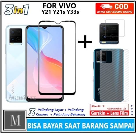 Promo Paket 3in1 Tempered Glass Anti Blue Light Vivo Y21 Y21a Y21e Y21G