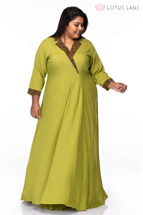 Plus Size Gowns - Green Ivy Rayon Dress - Lotuslane.in