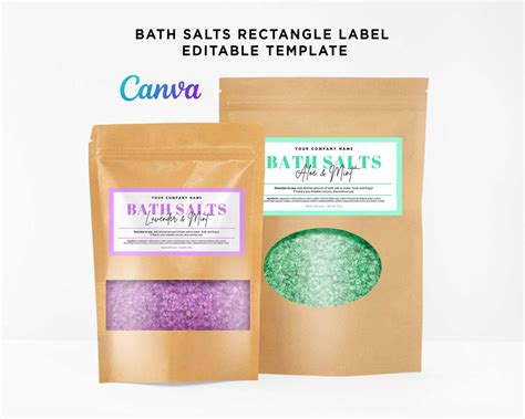 Bath Salts Labels, Bath Salt Pouch Packaging, Bath Essentials Labels, Salt Soak Labels, Foot ...