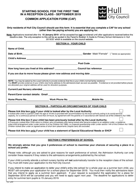 Fillable Online Primary School Application Form 2019 2020 Primary School Application Form