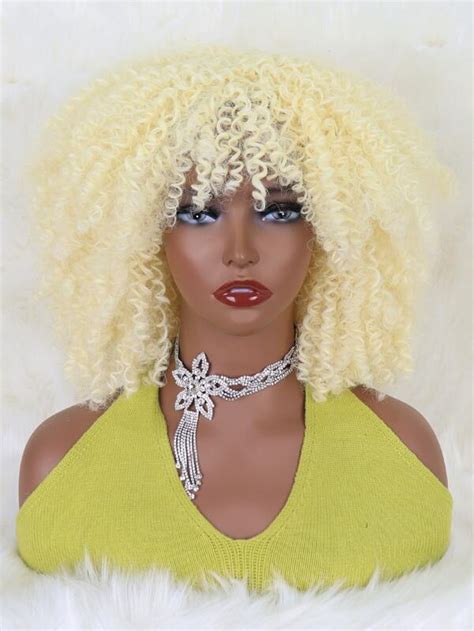 Afro Short Curly Synthetic Wig With Bangs Shein Uk