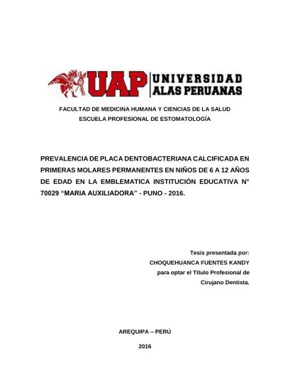 Prevalencia De Placa Dentobacteriana Calcificada En Primeros Molares