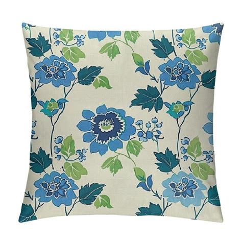 MAXIAO Pack Of Mughal Flower Pillow Cover Chinoiserie Blue Floral Throw