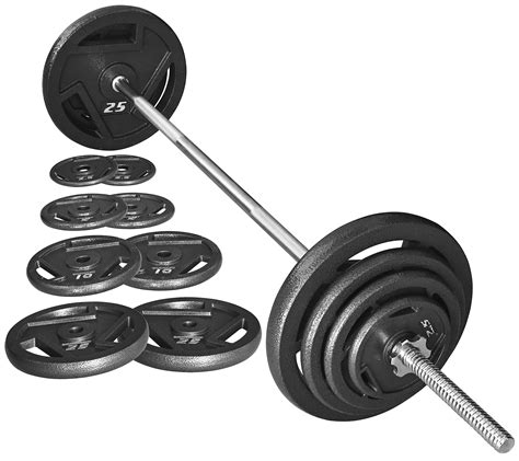 Signature Fitness Cast Iron Standard Weight Plates Including 5ft