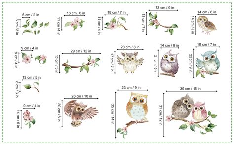 Decalmile Owls On Tree Branch Window Clings Birds Flowers Leaves Window