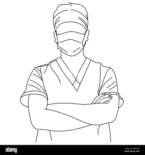 An Illustration Drawing Of A Professional Doctor Wearing Surgical Face Masks Stock Vector Image