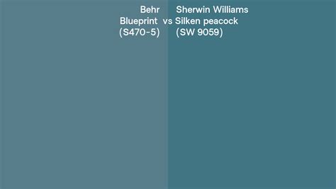 Behr Blueprint S470 5 Vs Sherwin Williams Silken Peacock SW 9059