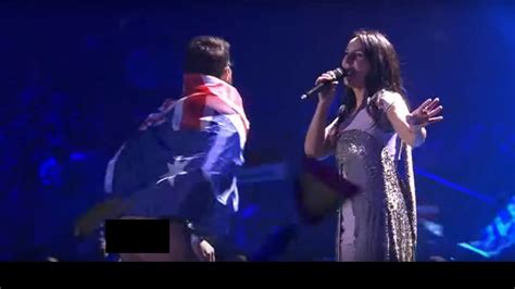 Naked Guy From Australia Near Jamala On The Stage Of Eurovision