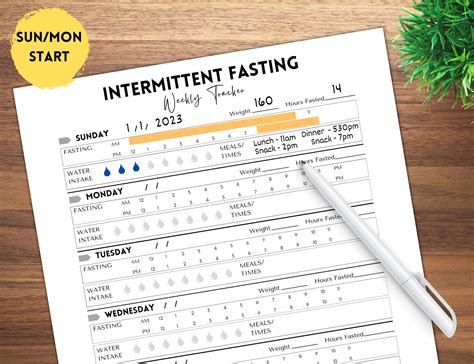 Printable Weekly Intermittent Fasting Tracker Fasting Challenge Weight Loss Tracker Journal