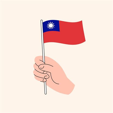 Cartoon Hand Holding Taiwanese Flag Drawing Flag Of Taiwan Concept