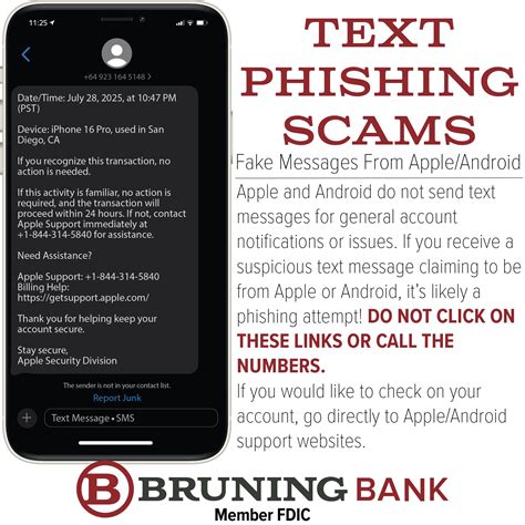 Bruning - 🚨Text Phishing Scams🚨 More and more, text message phishing