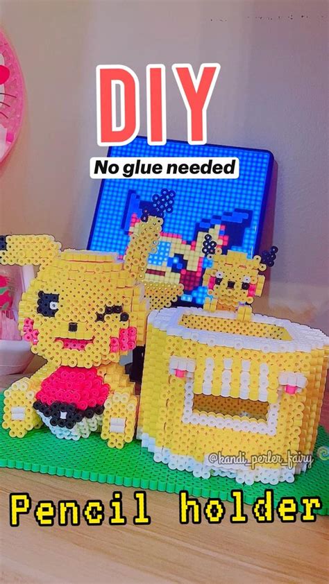 Diy Pikachu Desktop Pencil ️ Holder With Perler Beads 3dperler