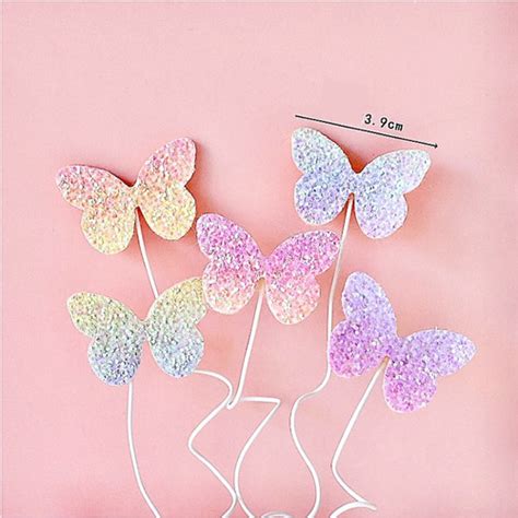 Jual Topper Kue Pcs Kupu Kupu Glitter Pelangi Cake Topper Butterfly