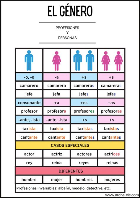 El GÉnero Aprende Español Excepciones Y Reglas Arche Ele