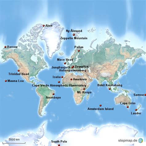 Stepmap Gaw Global Stations Voc Landkarte F R Welt