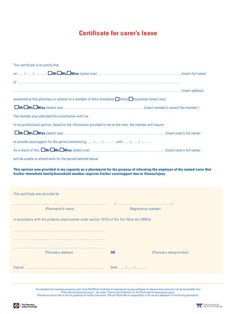 Medical Certificate Template Australia