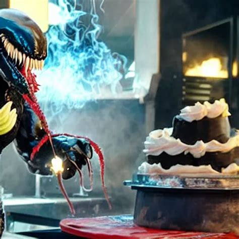 Venom From Marvel Comics Proudly Baking A Birthday Stable Diffusion