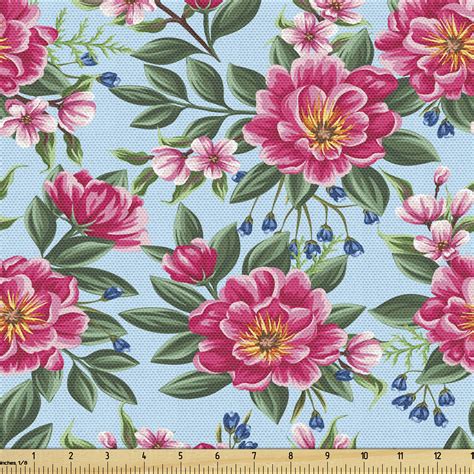 Peony Fabric By The Yard Coming Of The Spring Arrangement Of Flowers