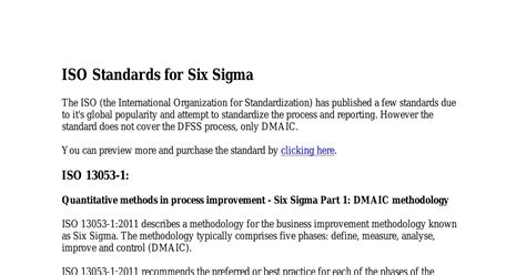 Iso Standards For Six Sigma Docx Docdroid