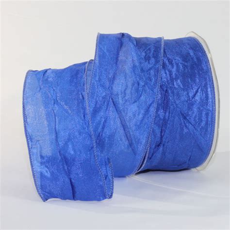 The Ribbon People Royal Blue Crinkled Satin Wired Craft Ribbon 2 X 27