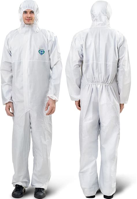 Trelaco 5 Set Disposable Coveralls Hazmat Suit Protective Coverall With