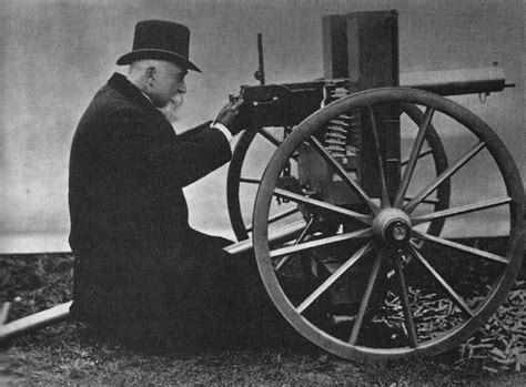 History By Zhukov The Military History Emporium Hiram Maxim Poses With His Famed Invention