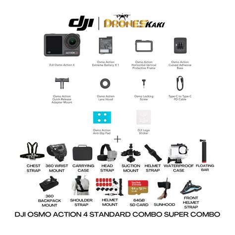 Dji Osmo Action 4 Standard Super Combo Drones Kaki Dji Enterprise