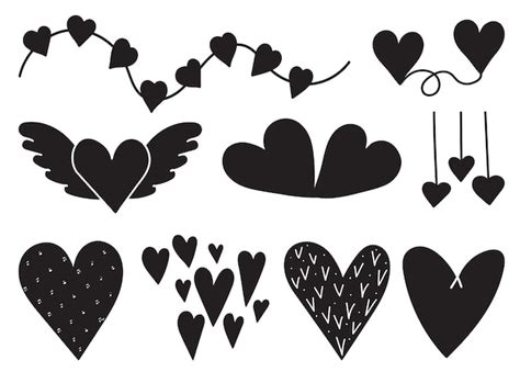 Premium Vector Set Of Hearts Silhouette Design Vector