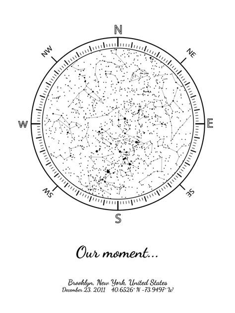 Custom Constellation Map By Date Anniversary Star Map T