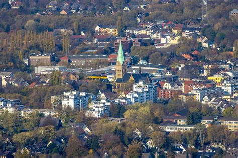 Bochum von oben Kirchengebäude der Propstei St Gertrud von Brabant