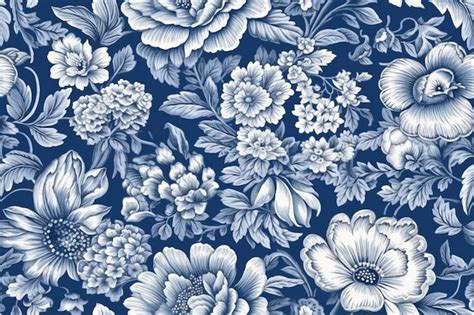 Premium Photo A Blue Floral Wallpaper With A Floral Pattern