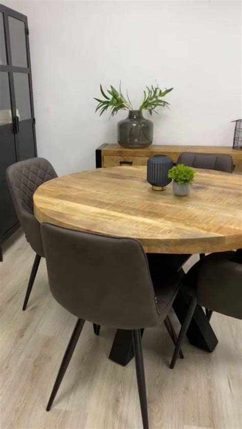 Ronde Eettafel Cm Mangohout Industrieel Bol