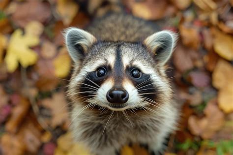 Premium Photo Raccoon Close Up Portrait Fun Animal Looking Into